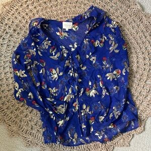 Sezane | Priscilla Floral Metallic Blouse Womens Small Size 36
